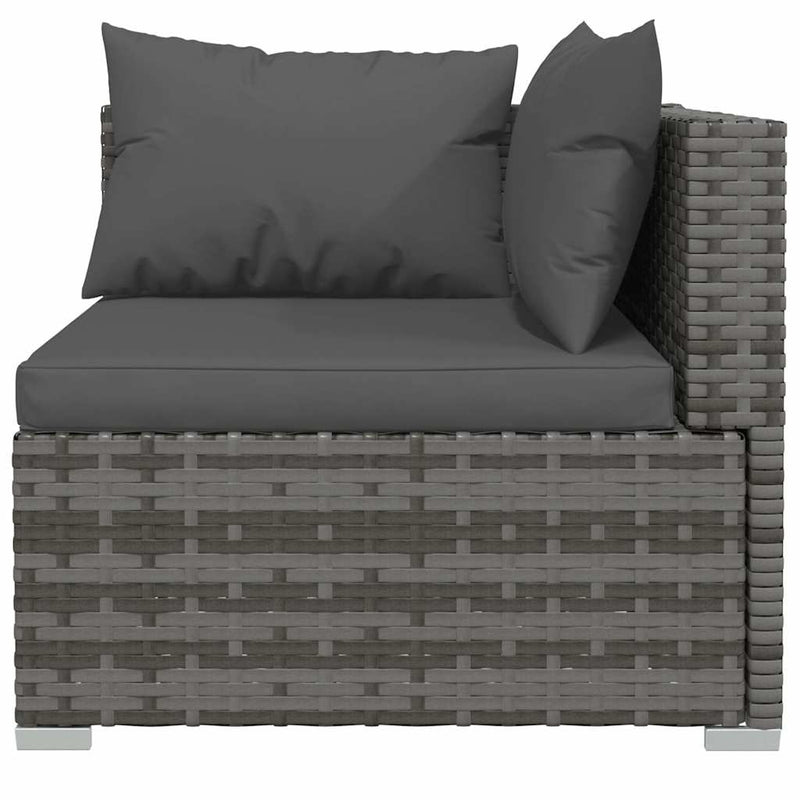 Set mobilier de grădină cu perne, 10 piese, gri, poliratan