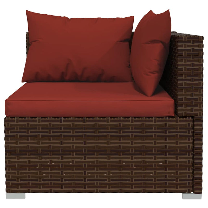 Set mobilier de grădină cu perne, 12 piese, maro, poliratan