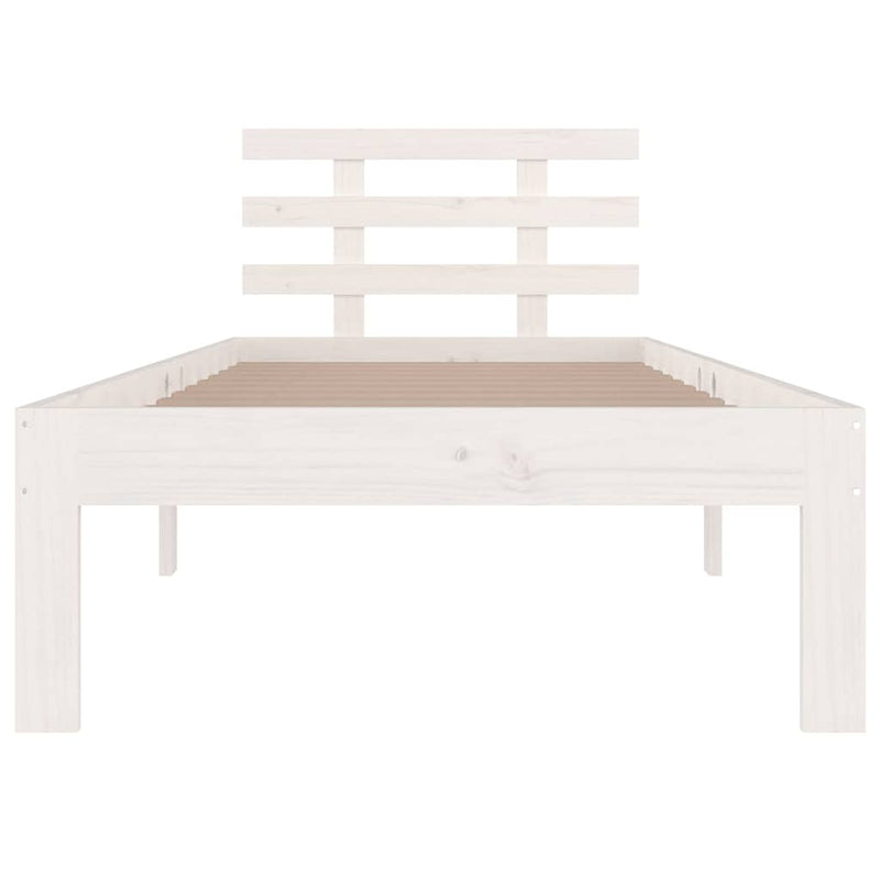 Cadru de pat single, alb, 90x190 cm, lemn masiv