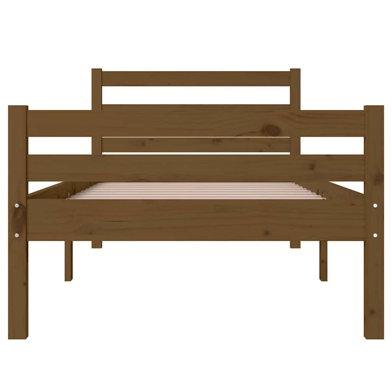Cadru de pat mic single, maro miere, 75x190 cm, lemn masiv