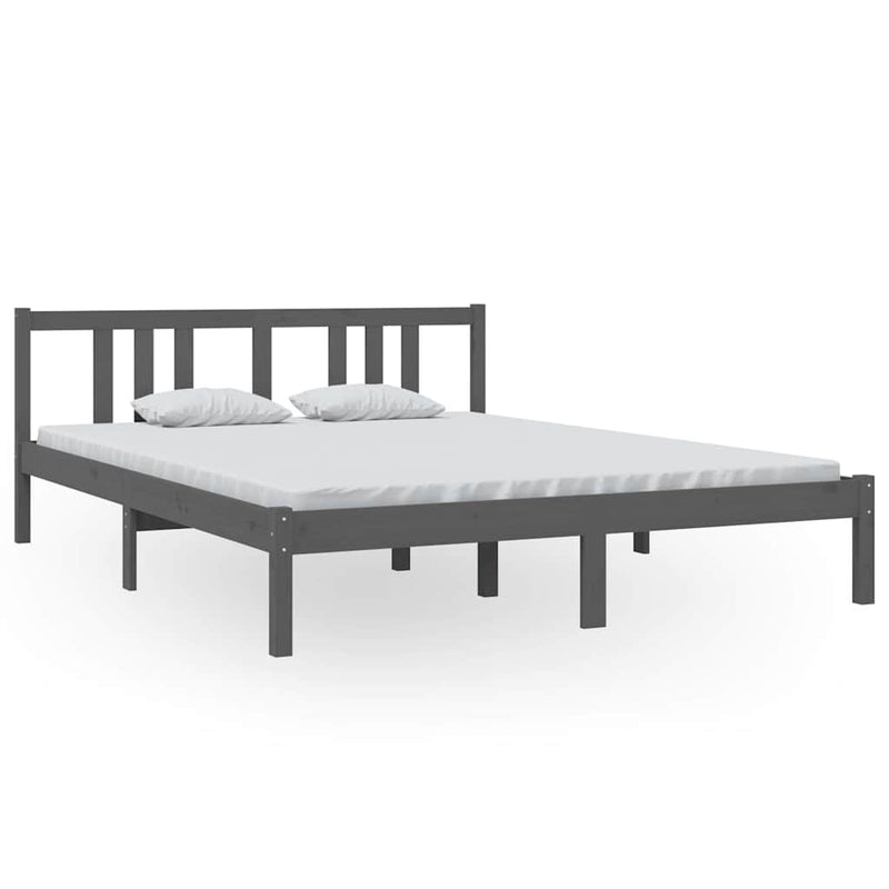 Cadru de pat King Size, gri, 150x200 cm, lemn masiv