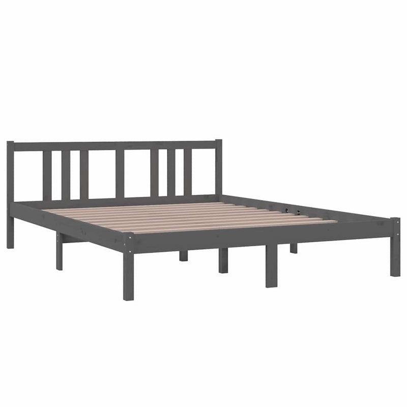 Cadru de pat King Size, gri, 150x200 cm, lemn masiv