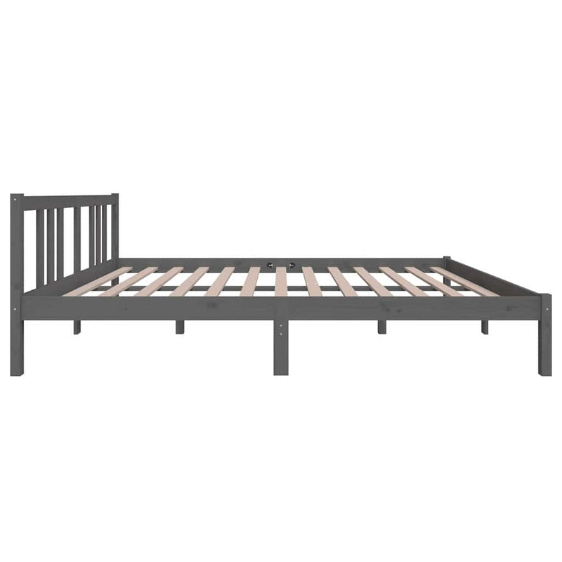 Cadru de pat King Size, gri, 150x200 cm, lemn masiv