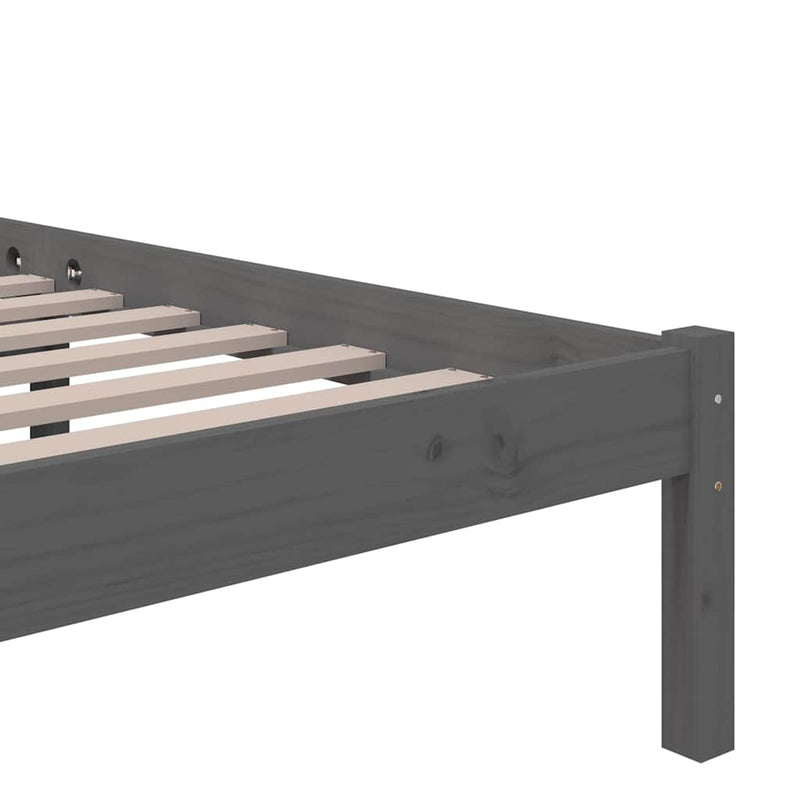Cadru de pat King Size, gri, 150x200 cm, lemn masiv