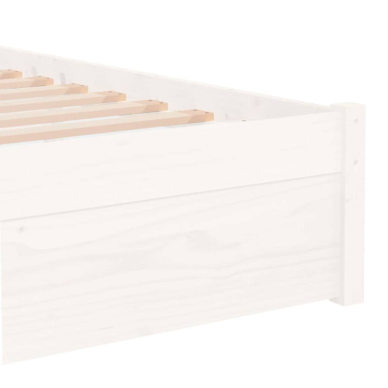 Cadru de pat mic single, alb, 75x190 cm, lemn masiv