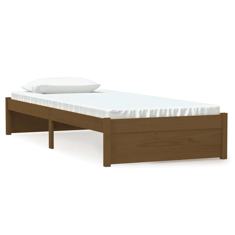 Cadru de pat mic single, maro miere, 75x190 cm, lemn masiv