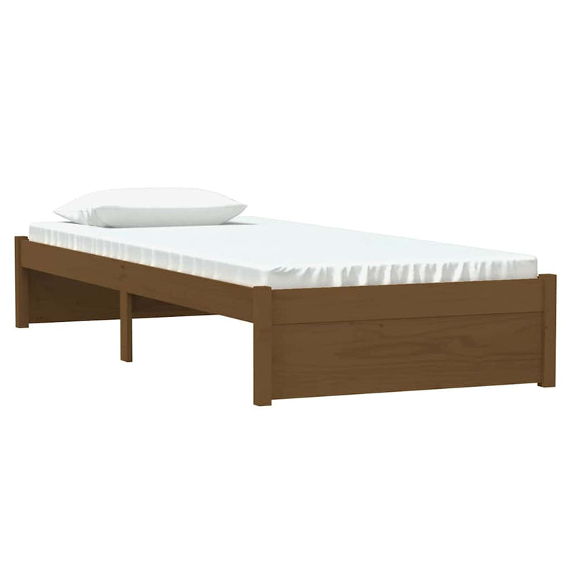Cadru de pat mic single, maro miere, 75x190 cm, lemn masiv