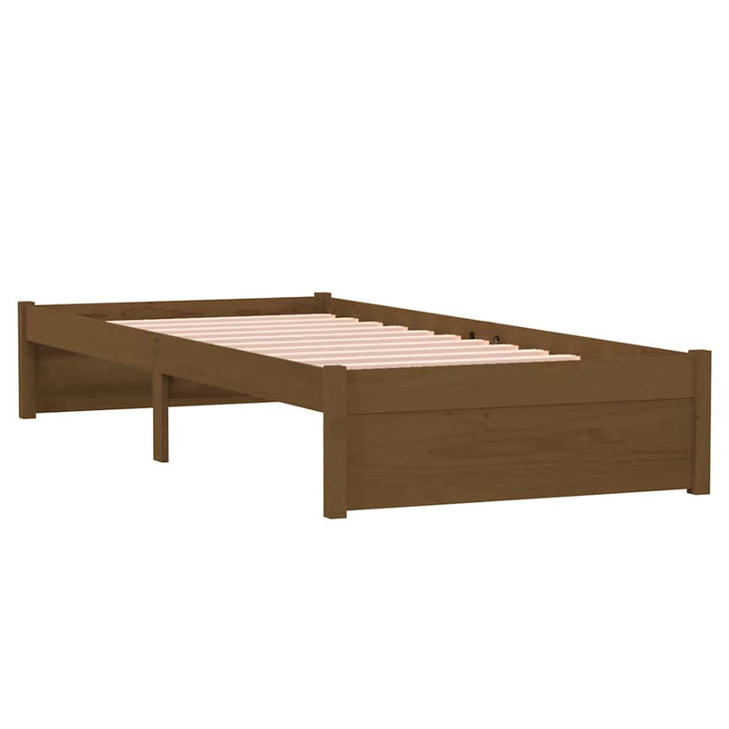 Cadru de pat mic single, maro miere, 75x190 cm, lemn masiv