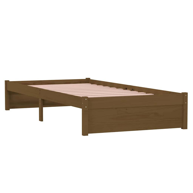 Cadru de pat single, maro miere, 90x190 cm, lemn masiv
