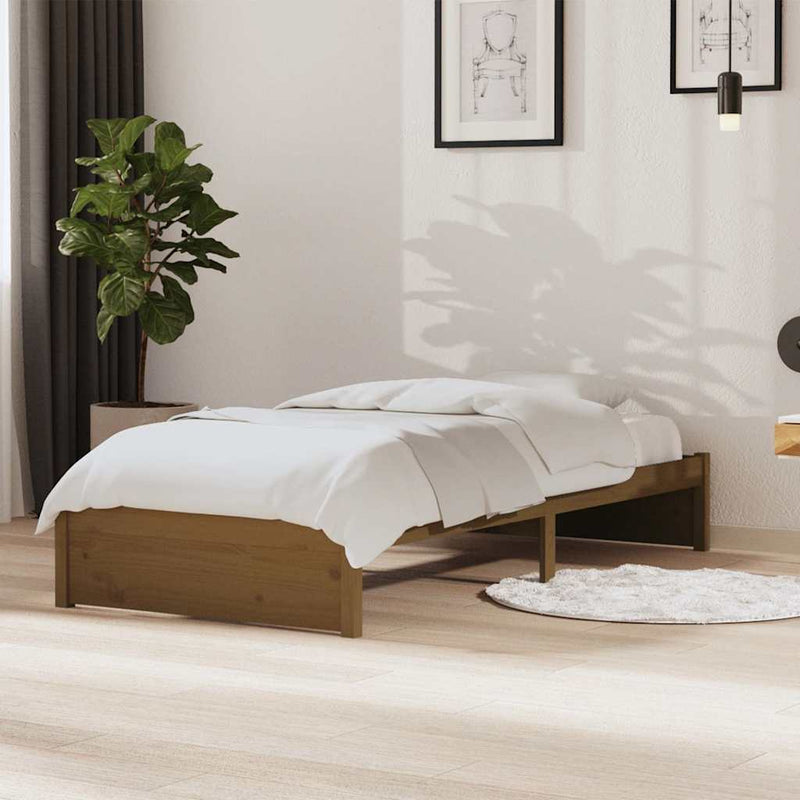 Cadru de pat single, maro miere, 90x190 cm, lemn masiv