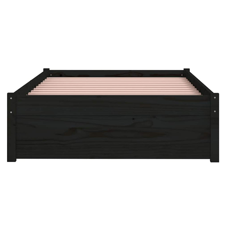 Cadru de pat single, negru, 90x190 cm, lemn masiv