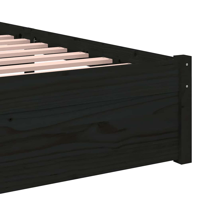 Cadru de pat single, negru, 90x190 cm, lemn masiv