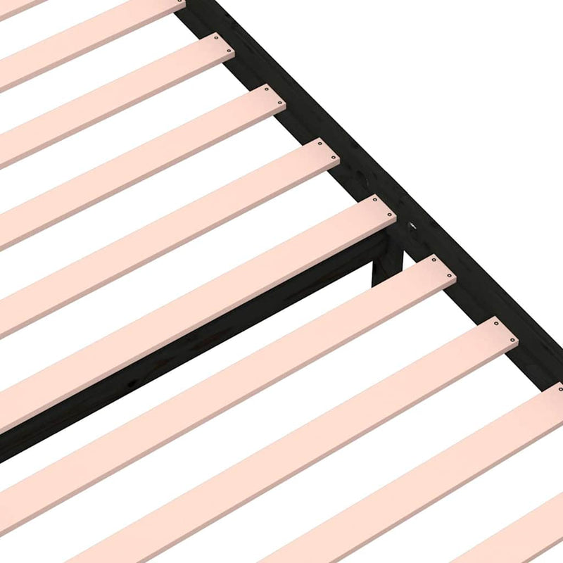 Cadru de pat single, negru, 90x190 cm, lemn masiv