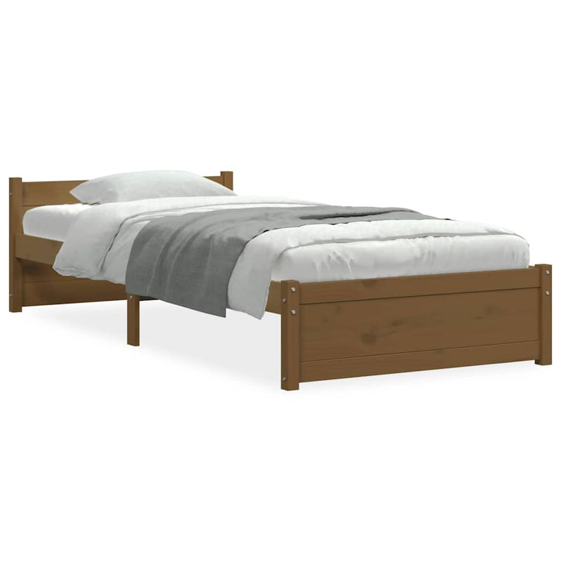 Cadru de pat mic single, maro miere, 75x190 cm, lemn masiv