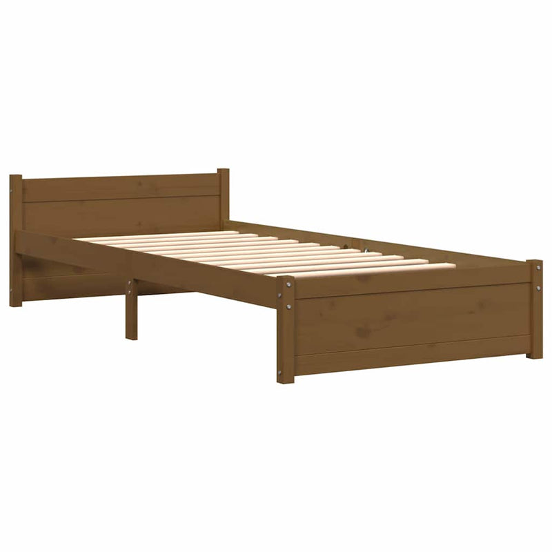 Cadru de pat mic single, maro miere, 75x190 cm, lemn masiv