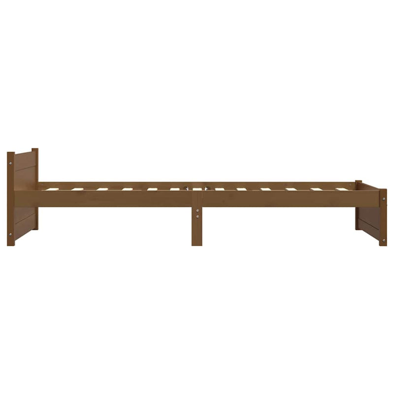 Cadru de pat mic single, maro miere, 75x190 cm, lemn masiv