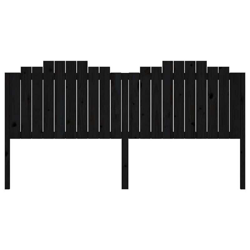 Tăblie de pat, negru, 206x4x110 cm, lemn masiv de pin