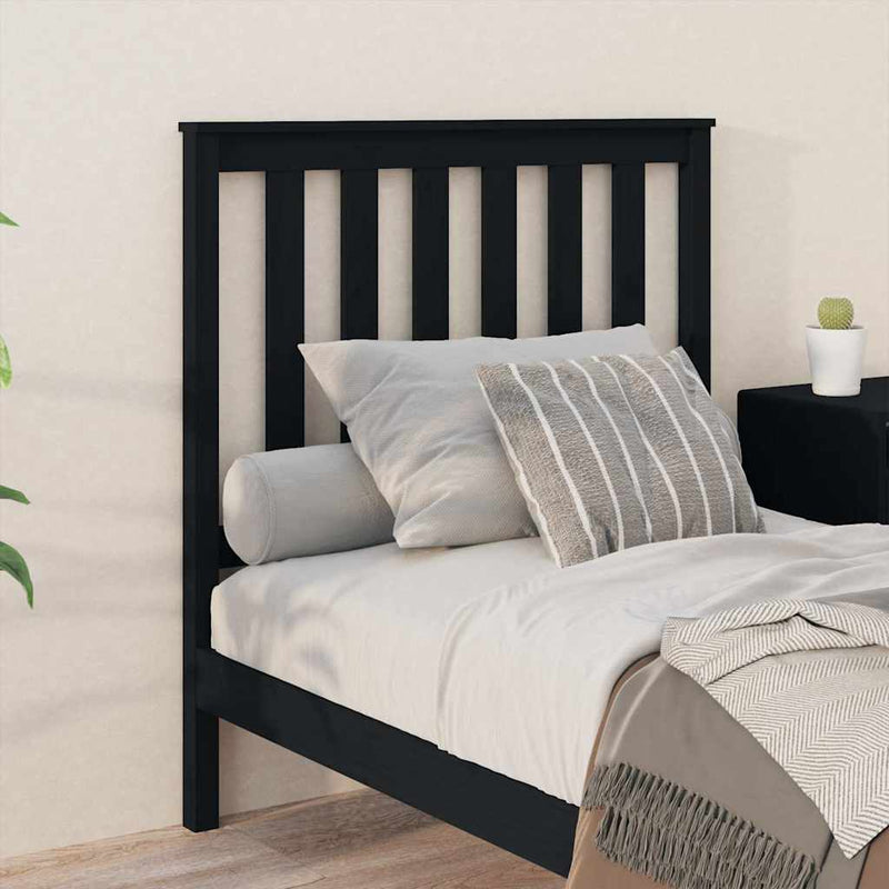 Tăblie de pat, negru, 96x6x101 cm, lemn masiv de pin