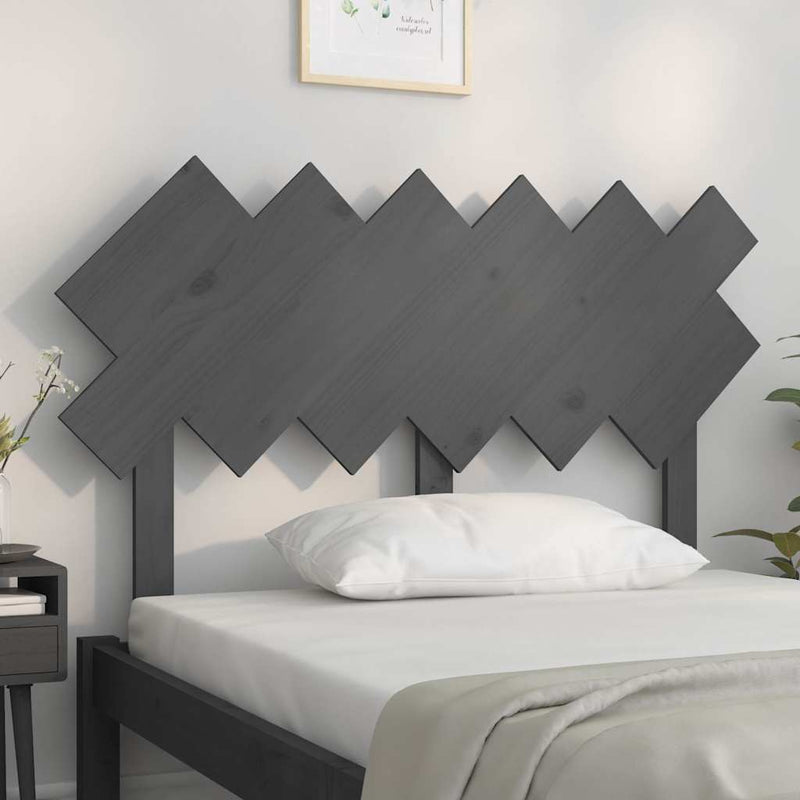 Tăblie de pat, gri, 122,5x3x80,5 cm, lemn masiv de pin