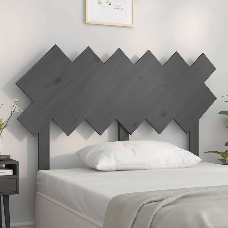Tăblie de pat, gri, 122,5x3x80,5 cm, lemn masiv de pin