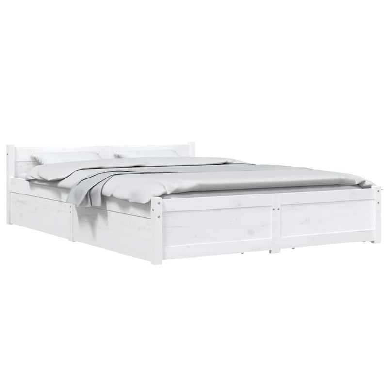 Cadru pat cu sertare, alb, 140x190 cm