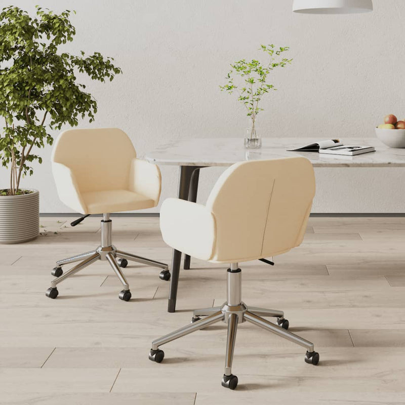 Scaune de bucătărie pivotante, 2 buc., crem, material textil