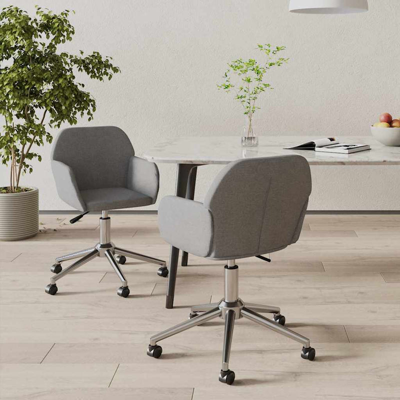 Scaune de bucătărie pivotante, 2 buc., gri deschis, textil