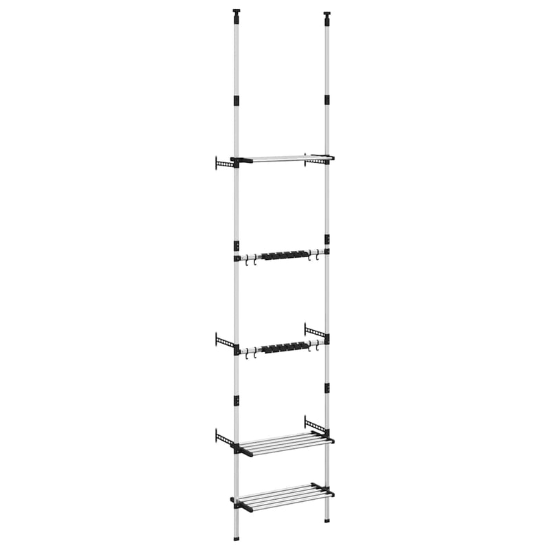 Raft telescopic de grădină cu 3 rafturi, argintiu, aluminiu
