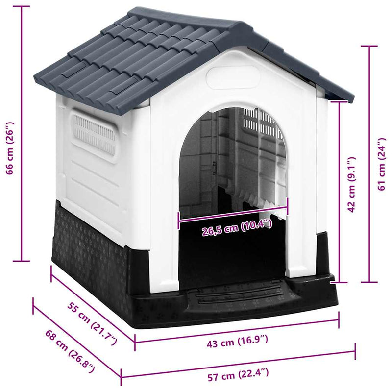 Cușcă pentru câini gri 57x68x66 cm polipropilenă