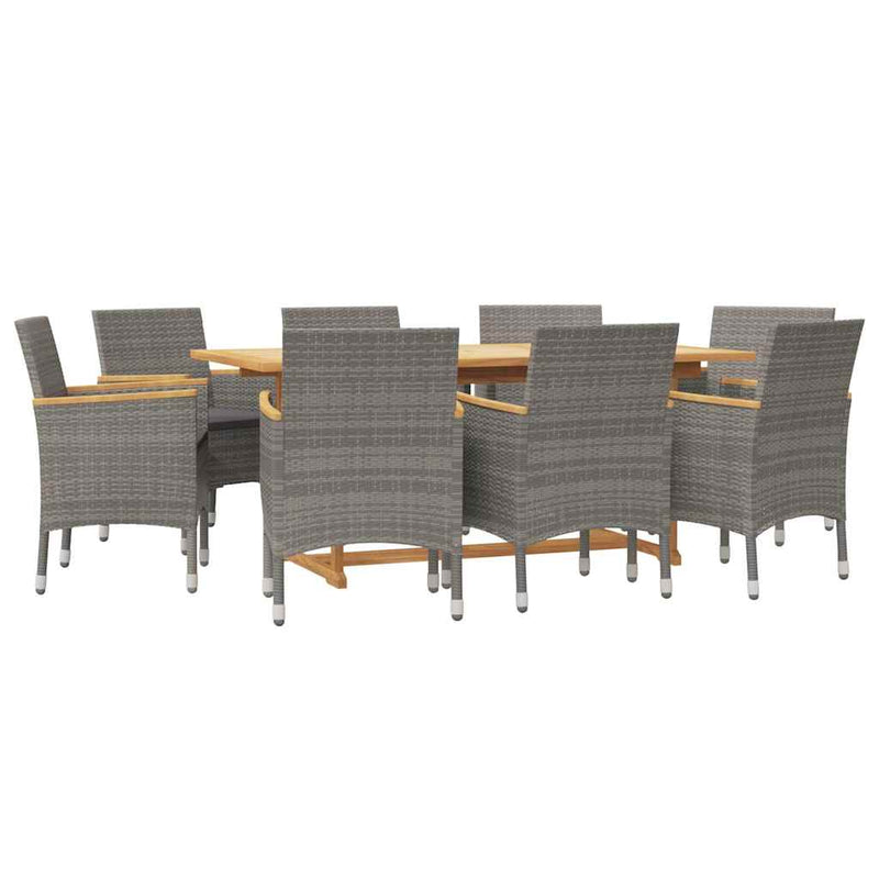 Set mobilier de grădină cu perne, gri, 9 piese