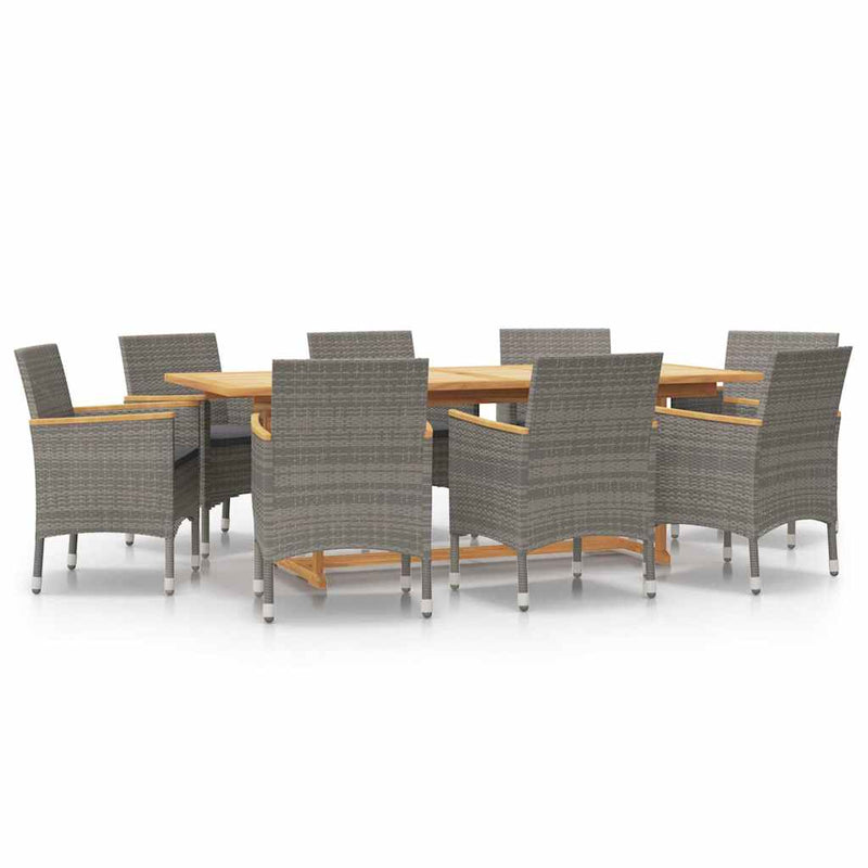Set mobilier de grădină cu perne, gri, 9 piese