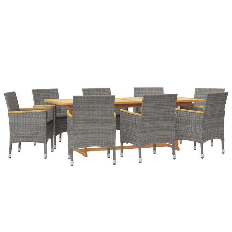 Set mobilier de grădină cu perne, gri, 9 piese