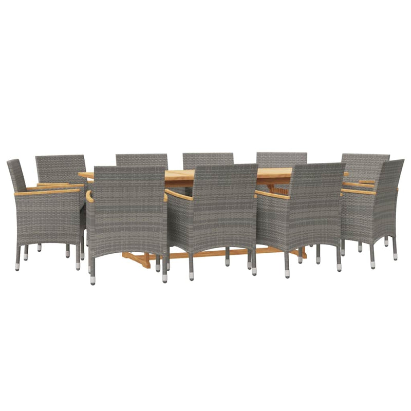 Set mobilier de grădină cu perne, 11 piese, gri