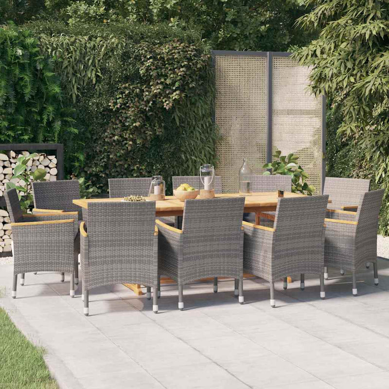 Set mobilier de grădină cu perne, 11 piese, gri