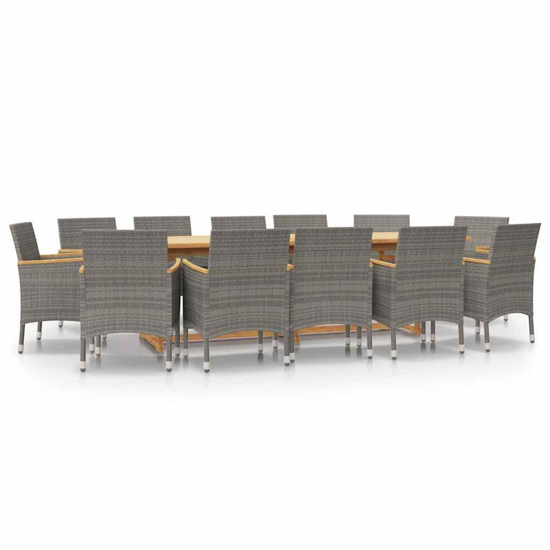 Set mobilier de grădină cu perne, 13 piese, gri