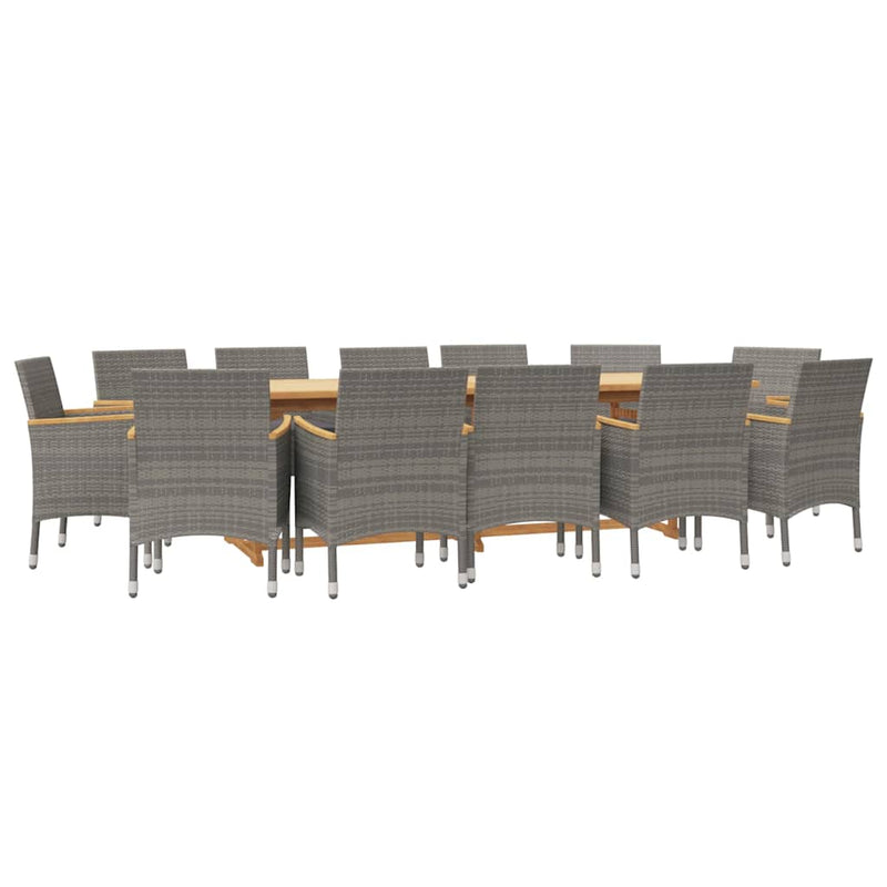 Set mobilier de grădină cu perne, 13 piese, gri