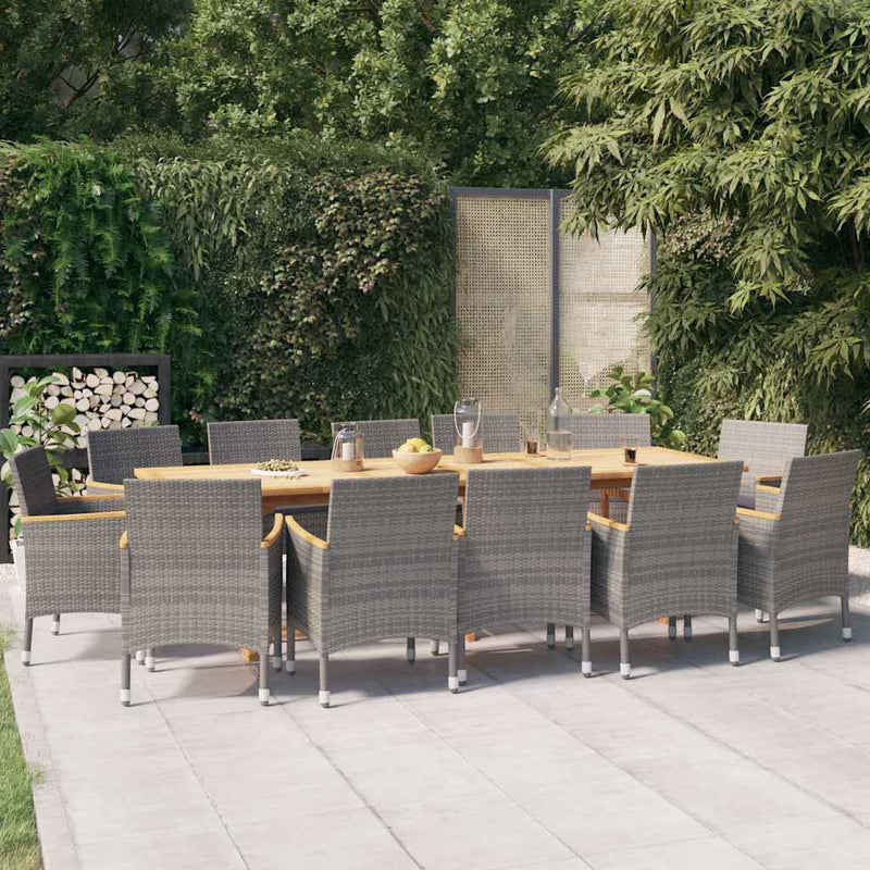 Set mobilier de grădină cu perne, 13 piese, gri