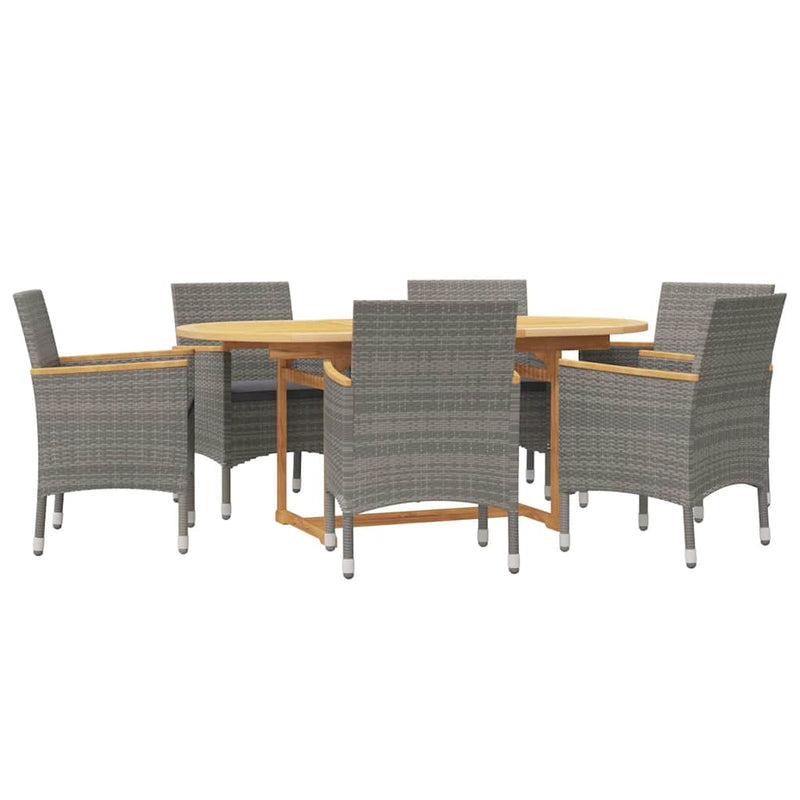 Set mobilier de grădină cu perne, 7 piese, gri