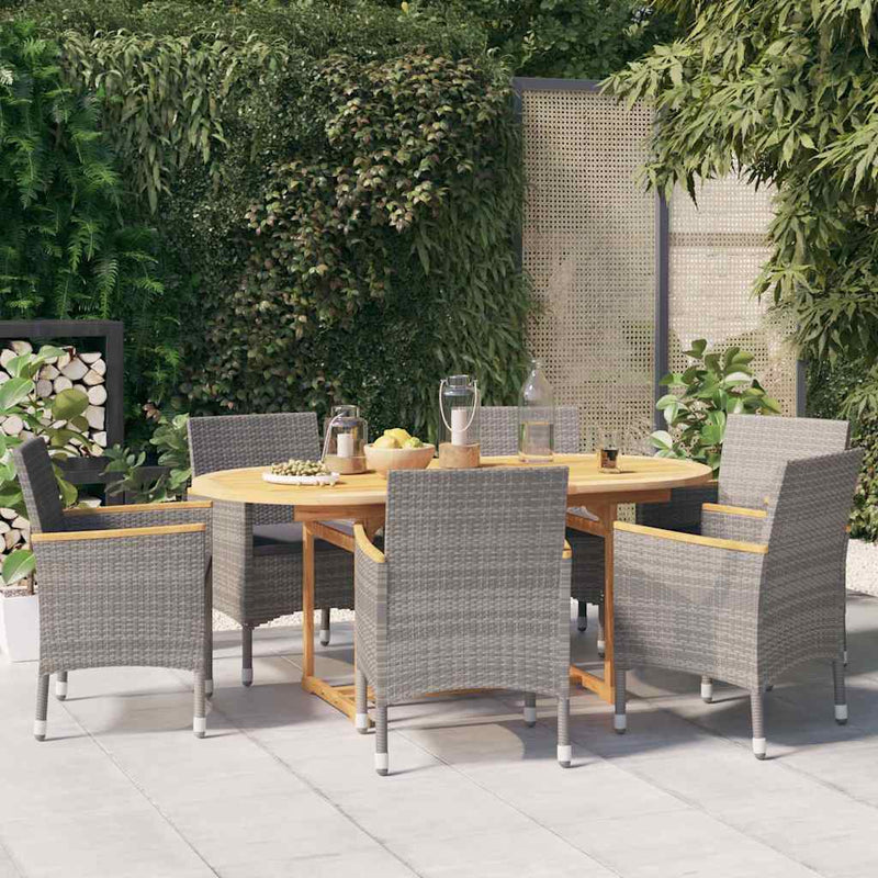 Set mobilier de grădină cu perne, 7 piese, gri