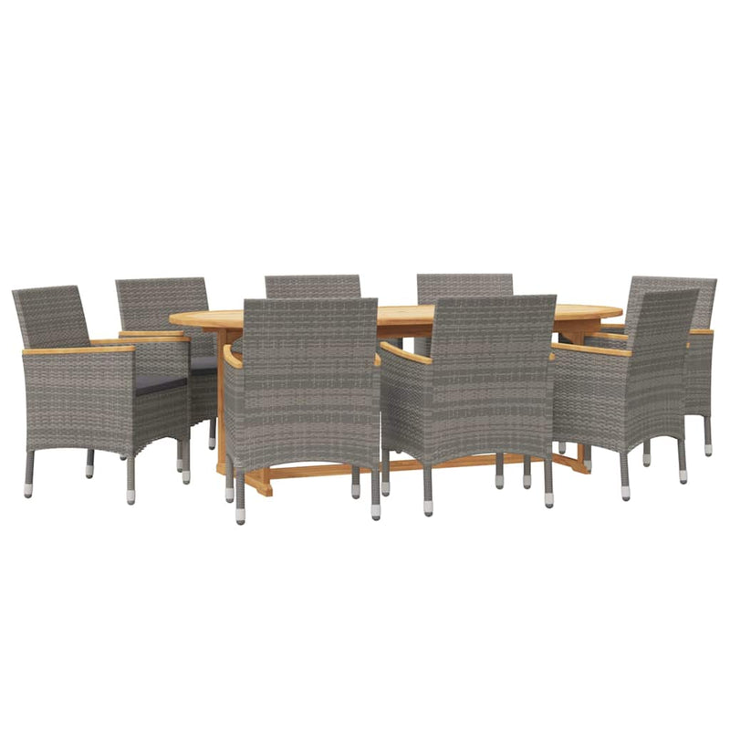 Set mobilier de grădină cu perne, 9 piese, gri