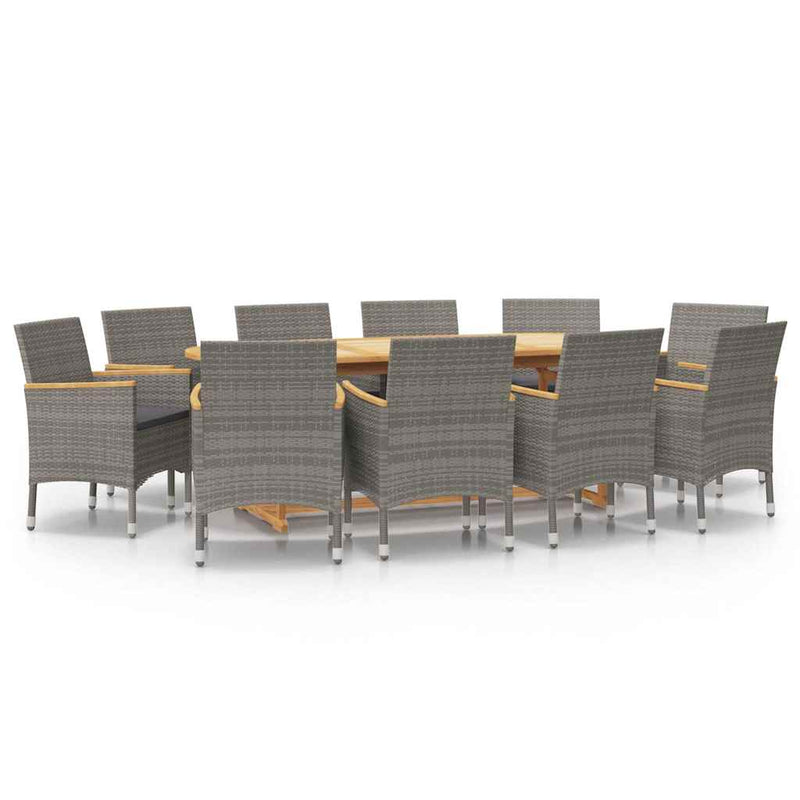 Set mobilier de grădină cu perne, 11 piese, gri