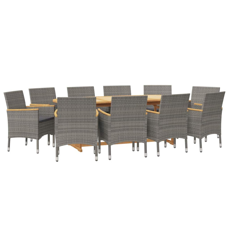 Set mobilier de grădină cu perne, 11 piese, gri