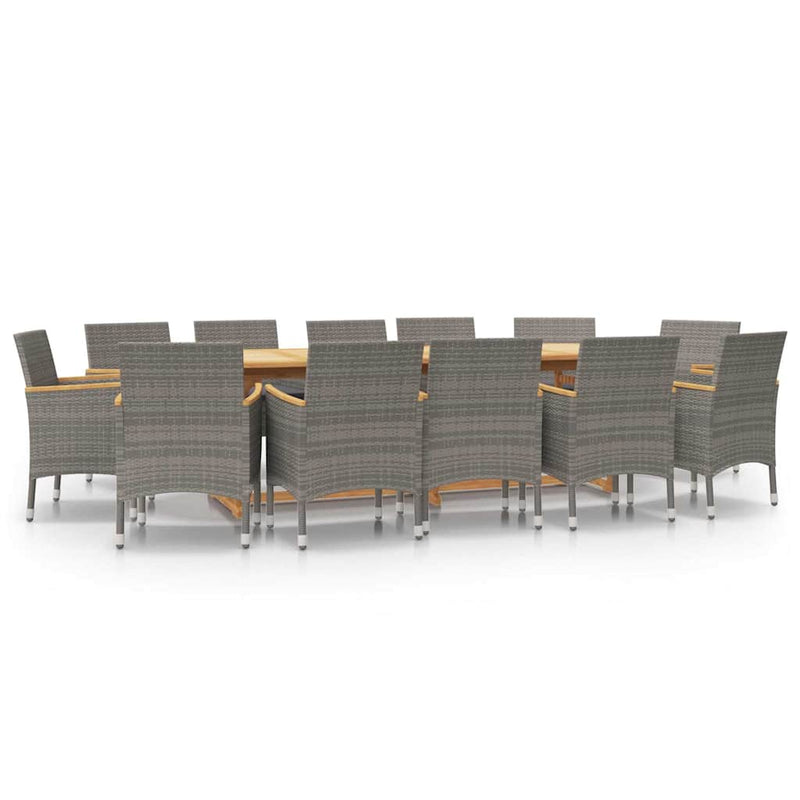 Set mobilier de grădină cu perne, 13 piese, gri
