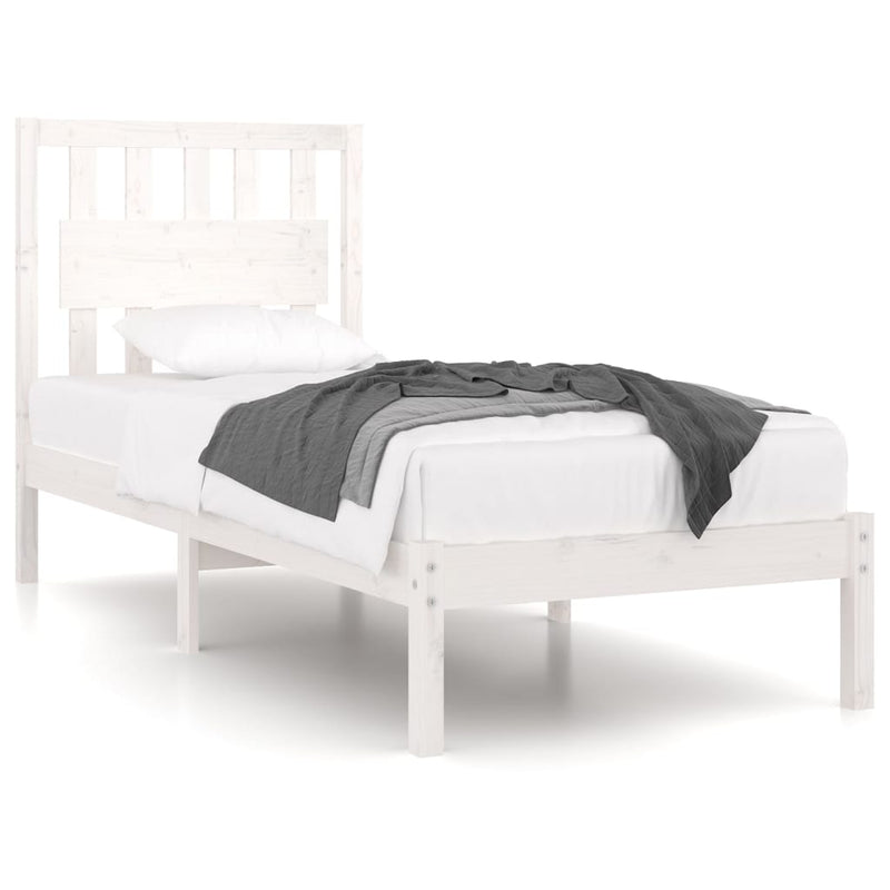 Cadru de pat single, alb, 90x190 cm, lemn masiv de pin