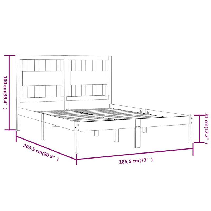 Cadru de pat Super King, 180x200 cm, lemn masiv de pin