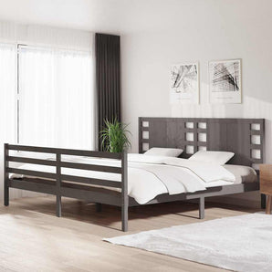 Cadru de pat, gri , 200x200 cm, lemn masiv de pin