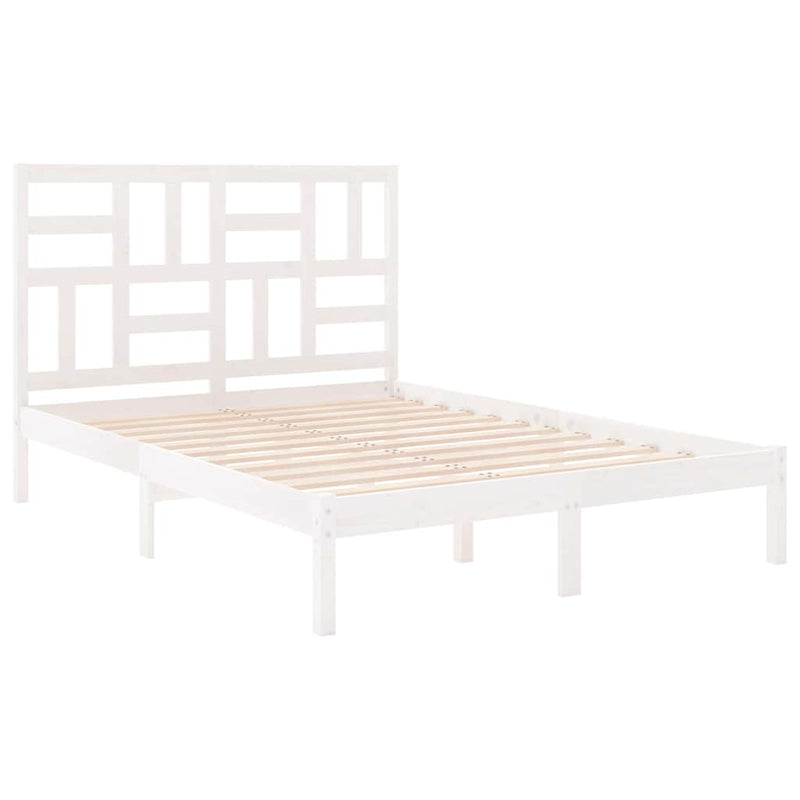 Cadru pat, alb, 140x190 cm, lemn masiv