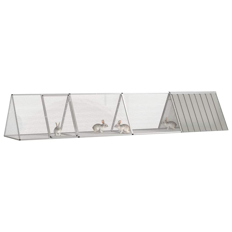 Cușcă pentru iepuri, gri, 403,5x80,5x71 cm, oțel galvanizat