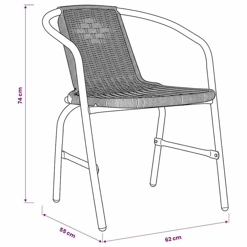 Scaune de grădină, 6 buc., ratan din plastic și oțel, 110 kg
