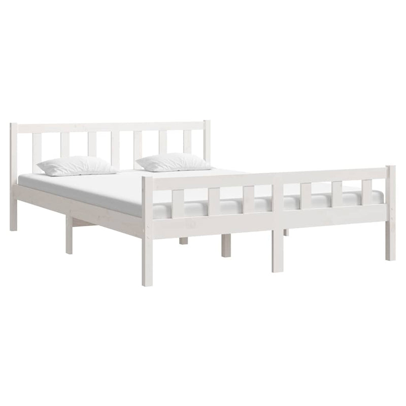 Cadru de pat King Size, alb, 150x200 cm, lemn masiv